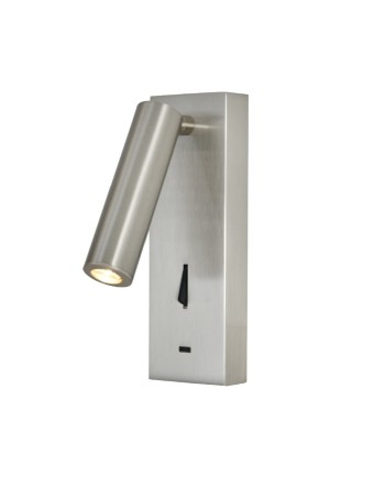 TARIFA III * APLIQUE LECTOR LED 3W 3000K NICKEL SATIN TYPE-C CARGADOR